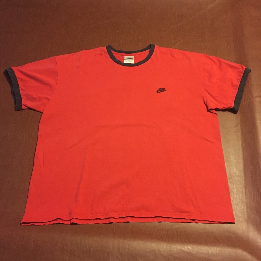 Vtg Nike Essential Ringer Tee Red 2XL
